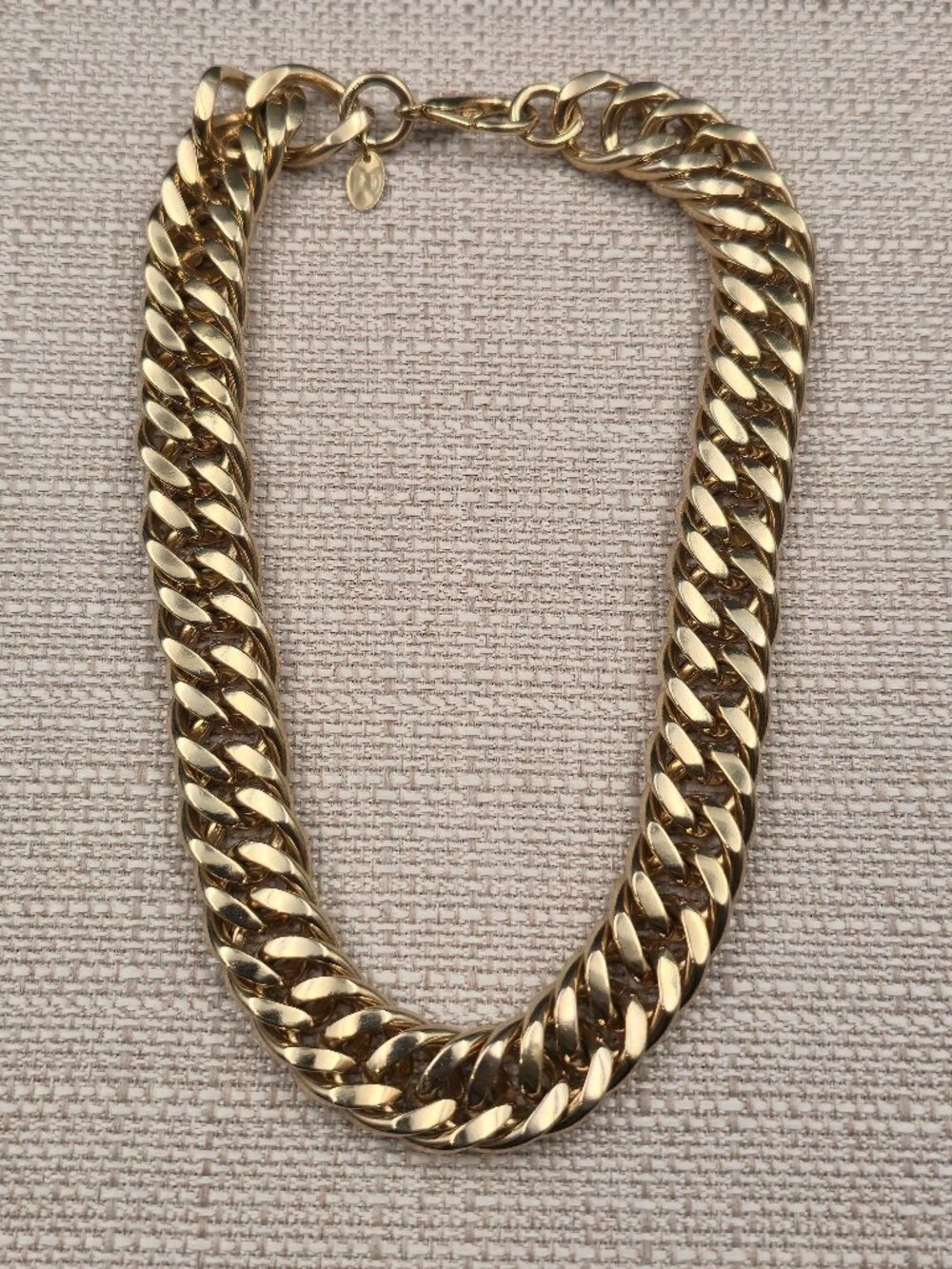 16 Inch Gold Over Stainless Steel Chunky Curb Chain Necklace B1129 - Picture 1 of 6